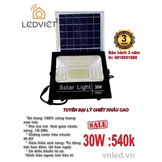 Đèn led năng lượng mặt trời 30w bản mới