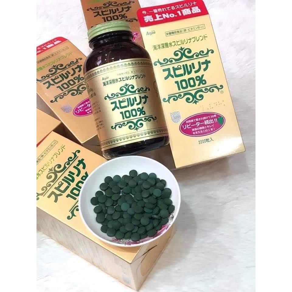 Tảo xoắn Spirulina nội địa tem đỏ Nhật Bản Hộp 2200 viên