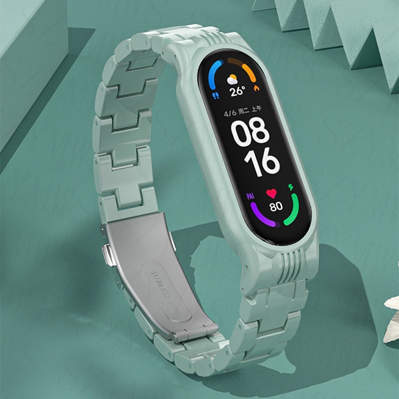 Dây Đeo Thay Thế Chất Liệu Nhựa Màu Trơn Cho Xiaomi Mi Band 6 5 4 3 5 6