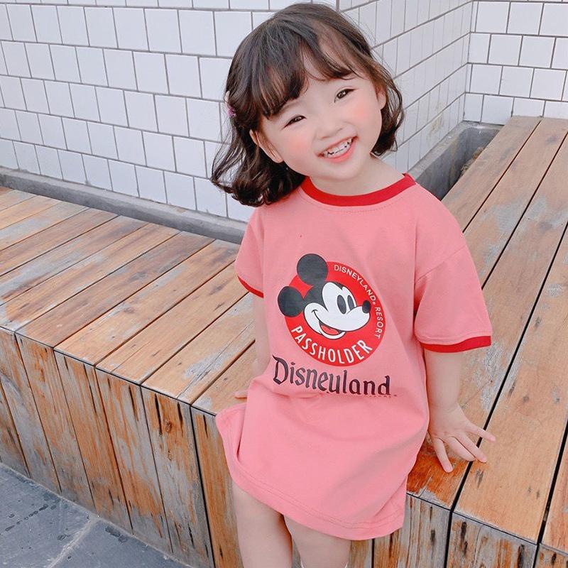 Đầm công chúa ngắn tay in họa tiết hoạt hình phong cách Hàn Quốc dễ phối đồ dành cho các bé gái