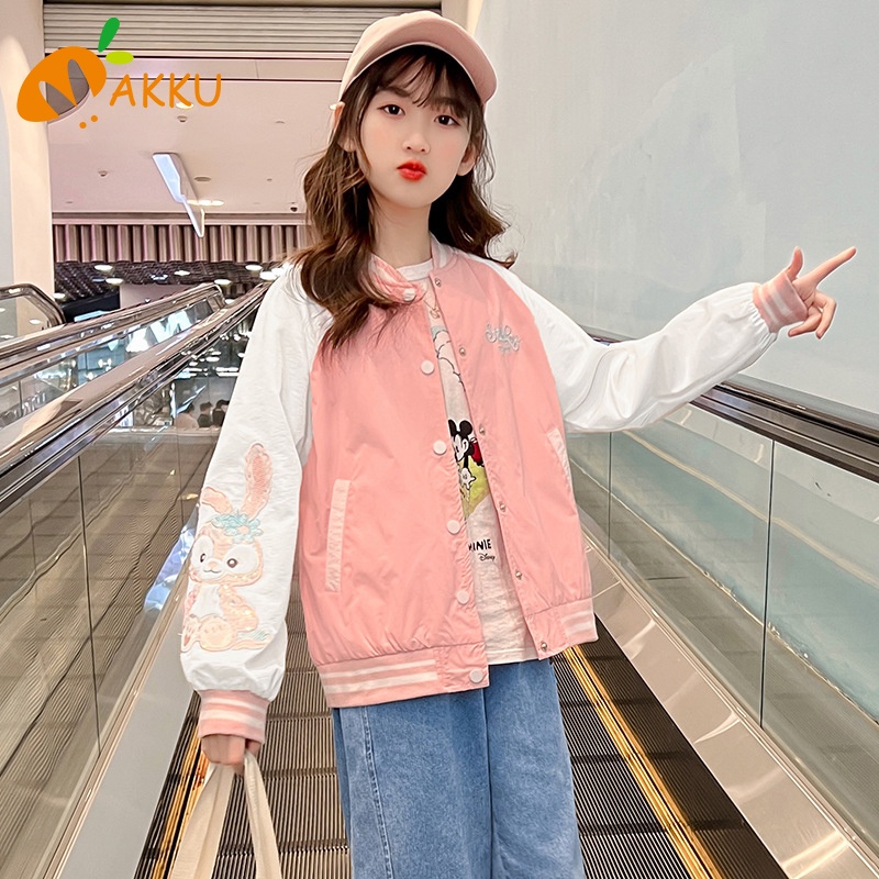 Áo Khoác Bóng Chày Hình Thỏ Hoạt Hình Xinh Xắn Cho Bé Gái