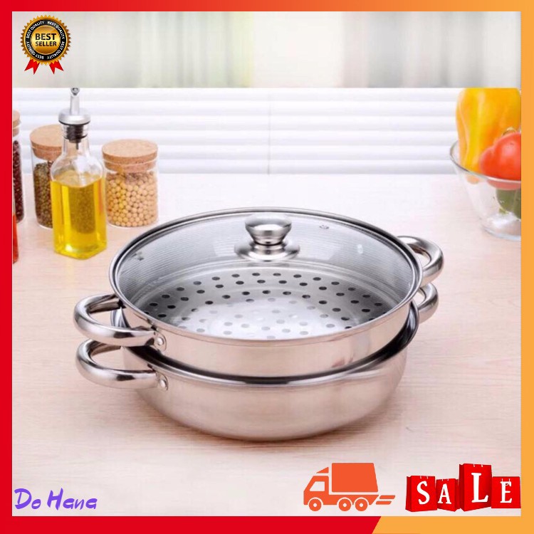 Nồi Hấp Inox 2 Tầng Đa Năng, Nồi Hấp Bánh, Đồ Xôi Tiện Dụng