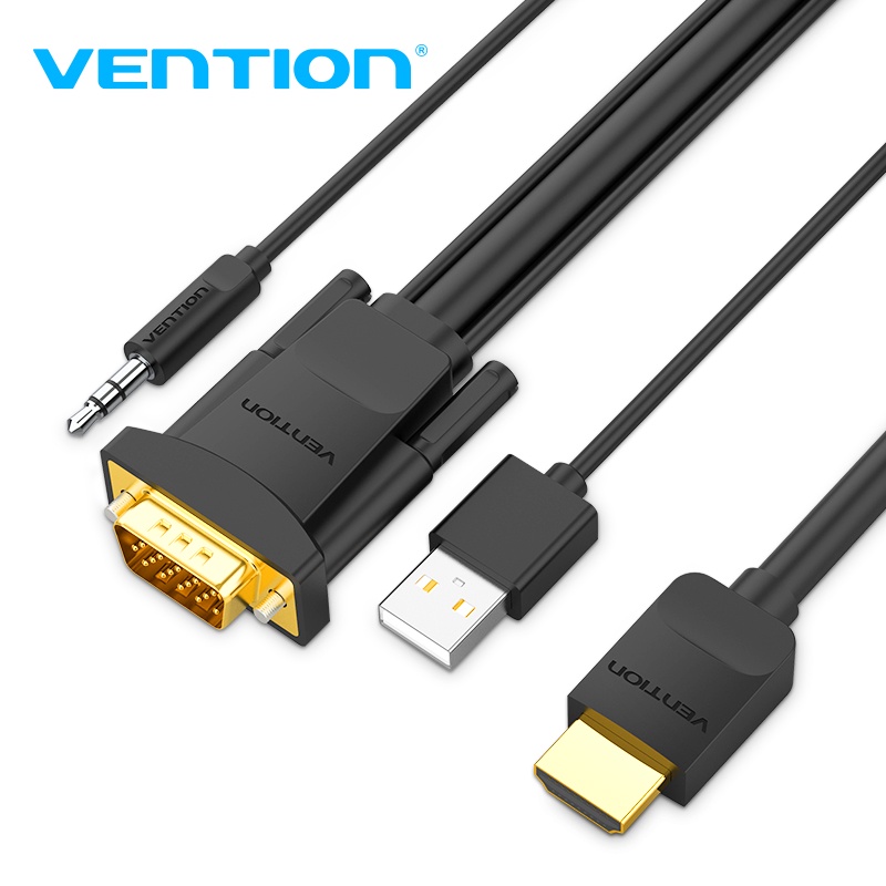 Cáp chuyển đổi HDMI sang VGA Vention hỗ trợ độ phân giải cao 1080p 60hz cho Pc/Laptop/Máy chiếu