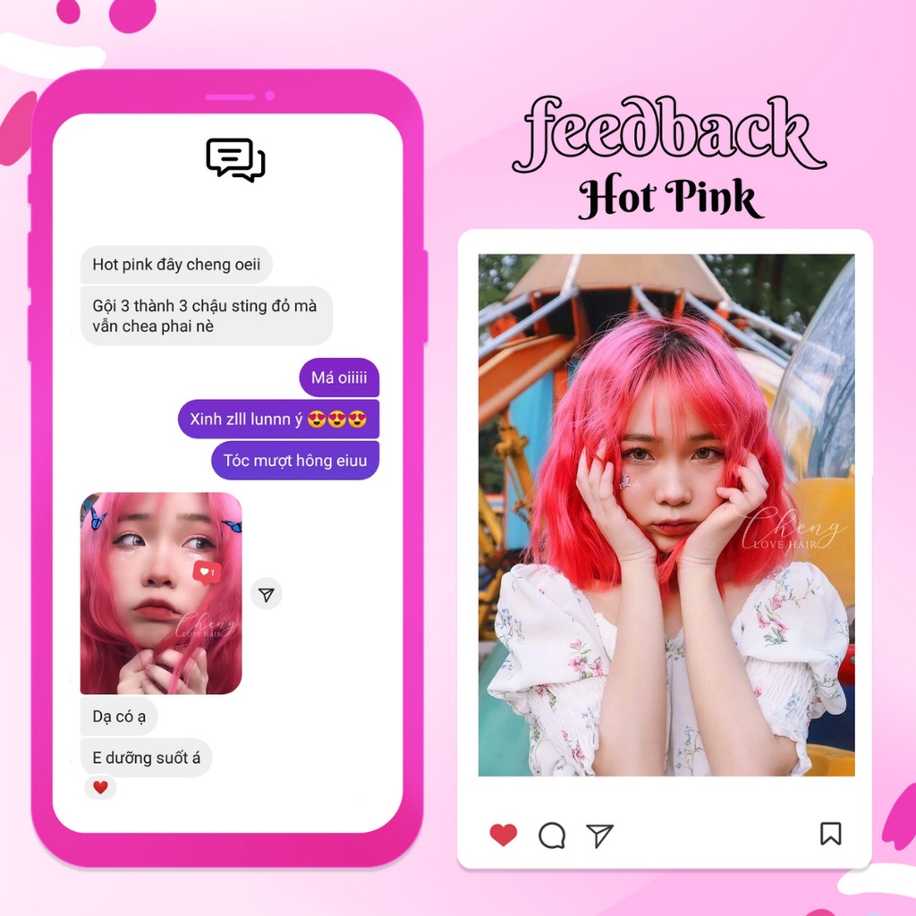 Thuốc Nhuộm Tóc Hồng Neon Hot Pink Kèm Tẩy | Pika