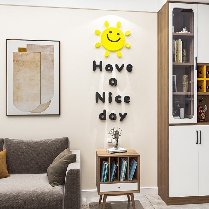 Miếng Dán Tường Trang Trí Hình Mặt Trời Nhỏ 3D Bằng Acrylic Kiểu Bắc Âu Đơn Giản