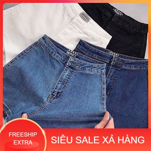 Quần sooc jeans trơn cạp cao 4 màu