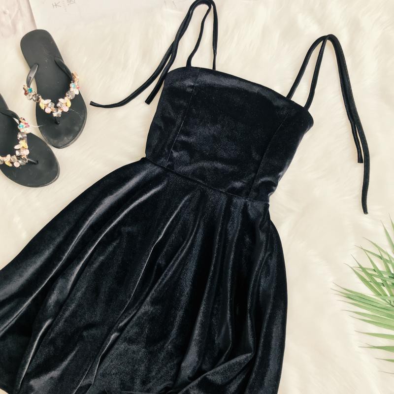 [ORDER] Váy 2 dây nhung buộc vai - T1213 | BigBuy360 - bigbuy360.vn