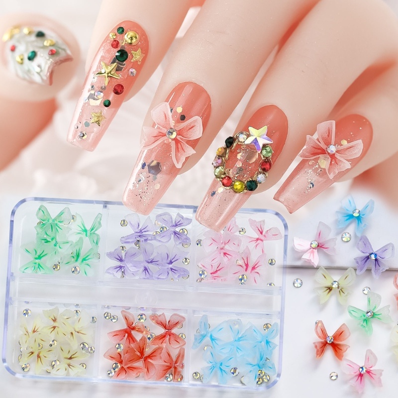Set 30 Phụ Kiện Charm Hình Bướm 3D Trang Trí Móng Tay Nghệ Thuật