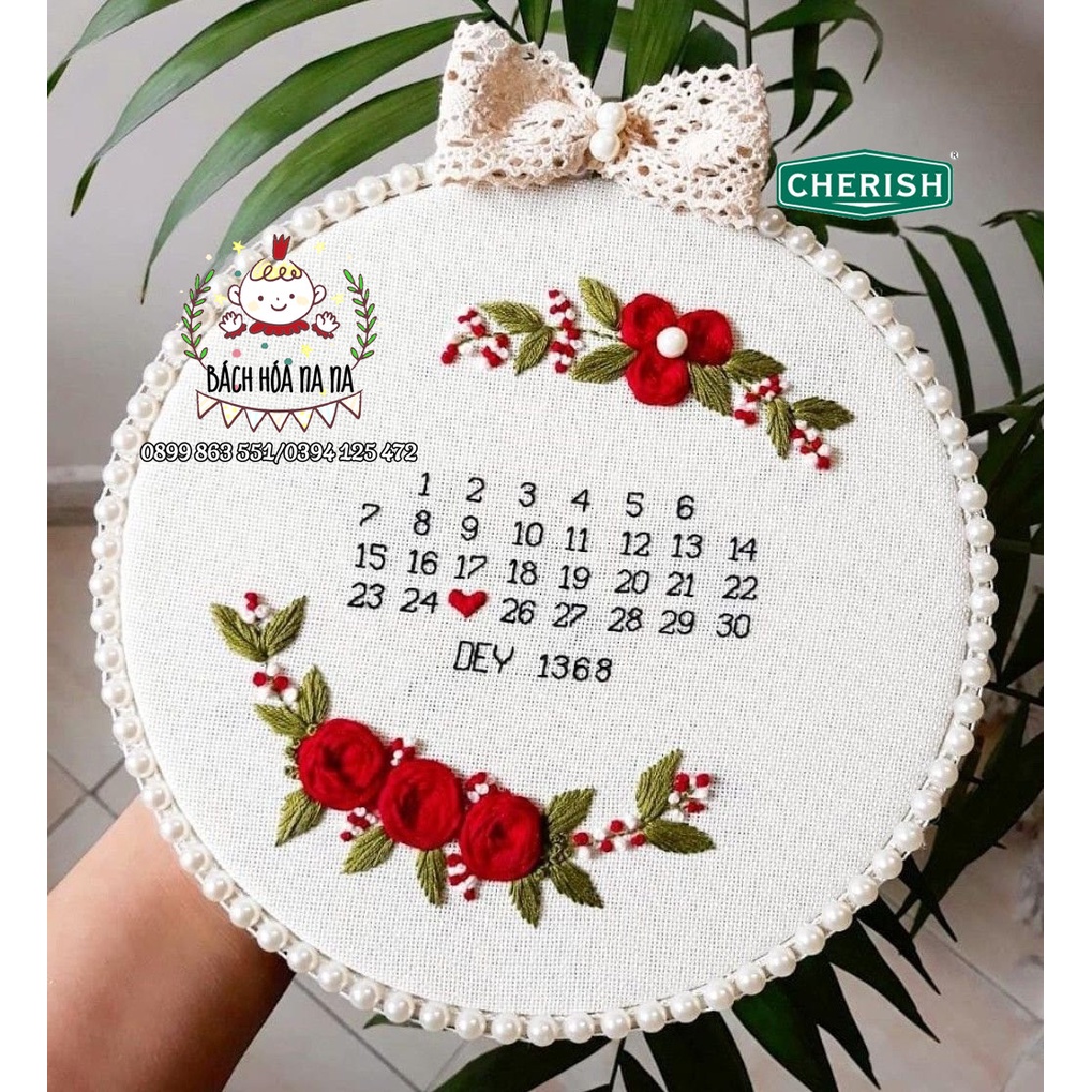 DIY bộ KIT tập thêu tay Chúc mừng sinh nhật handmade GÓI NGUYÊN LIỆU TỰ THÊU Bách hóa na na