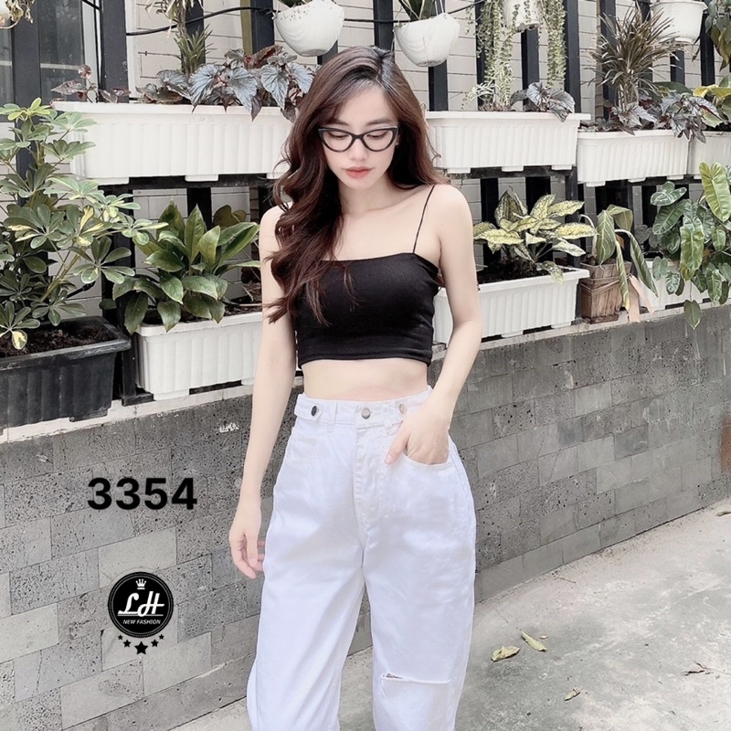 Quần jean nữ ống suông màu trắng rách, lưng kiểu Ms 3354