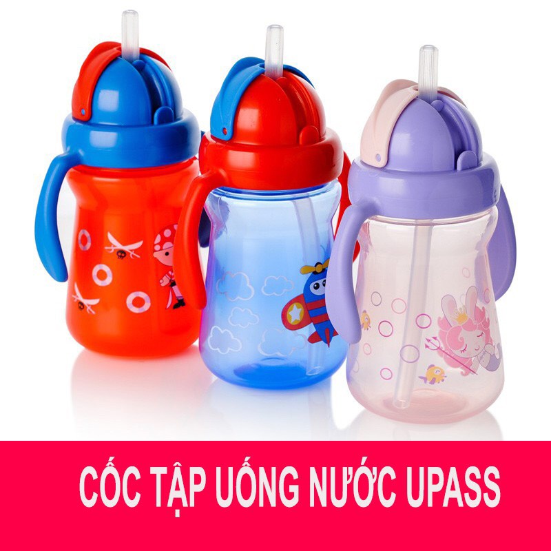 Bình tập uống nắp bật cho bé Upass có tay cầm 150ml