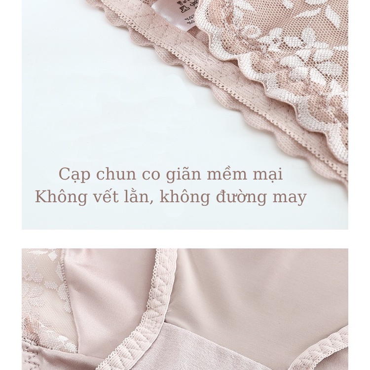 Quần chip nịt bụng nữ lụa phối ren cao cấp mềm mại thoáng mát hàng QCCC