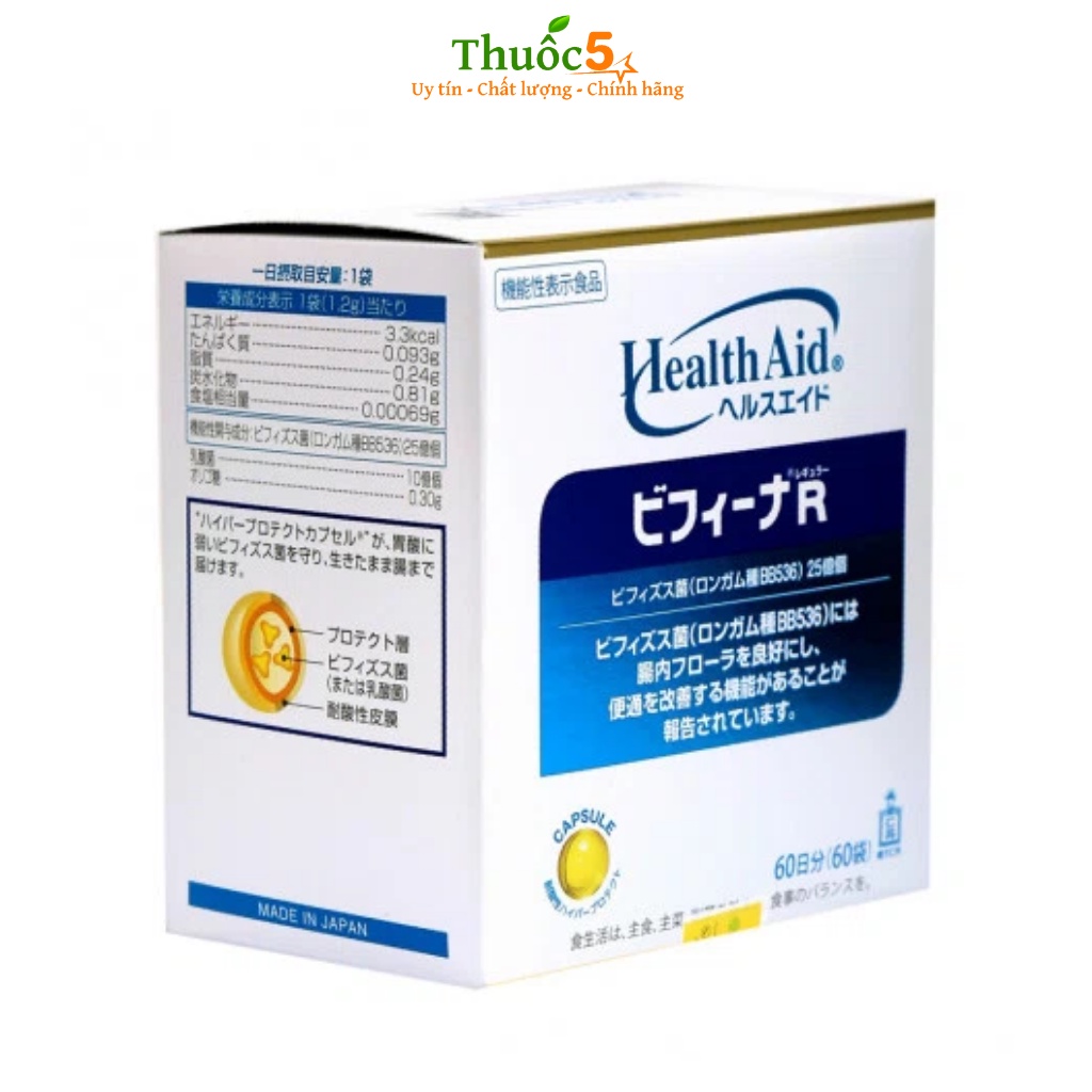 Men Vi Sinh Health Aid Bifina R Giúp Bổ Sung Lợi Khuẩn Cho Đường Tiêu Hóa, Tăng Cường Chức Năng Đại Tràng Hộp 60 Gói