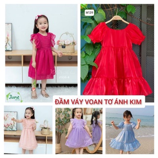 ĐẦM VÁY VOAN TƠ ÁNH KIM CAO CẤP BÉ GÁI SIÊU ĐẸP DỄ THƯƠNG HAIVANCO  MỀM MẠI THOÁNG MÁT 12 đến 37 kg ĐI HỌC ĐI CHƠI ĐẸP