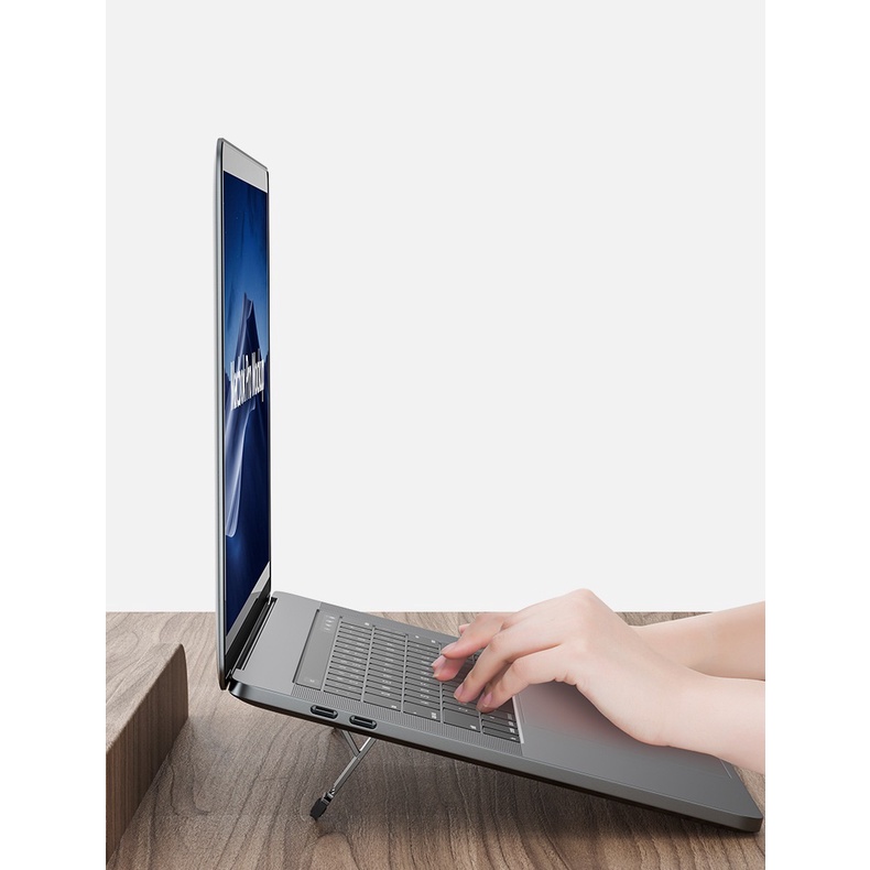 Giá Đỡ dán LAPTOP, MACBOOK, IPAD gấp gọn bằng nhôm điều chỉnh được chiều cao, đế tản nhiệt, kệ để, chân đế cho laptop