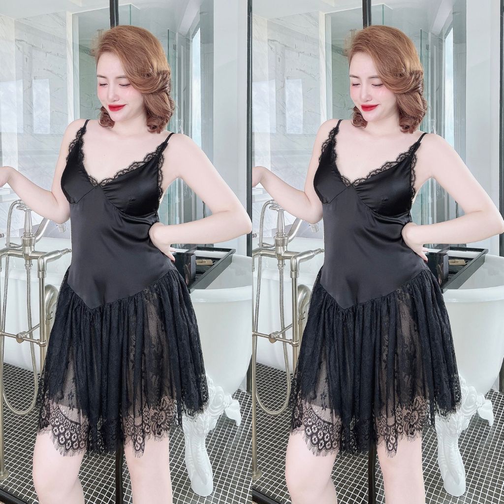 Váy ngủ sexy MIKY, Đầm ngủ sexy lụa Latin Chất Siêu Mát Dáng Siêu Xinh &lt; 65kg
