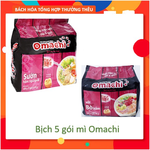 Bịch 5 Gói Mì Tôm Omachi Xốt Bò Hầm - Sườn Hầm 80g