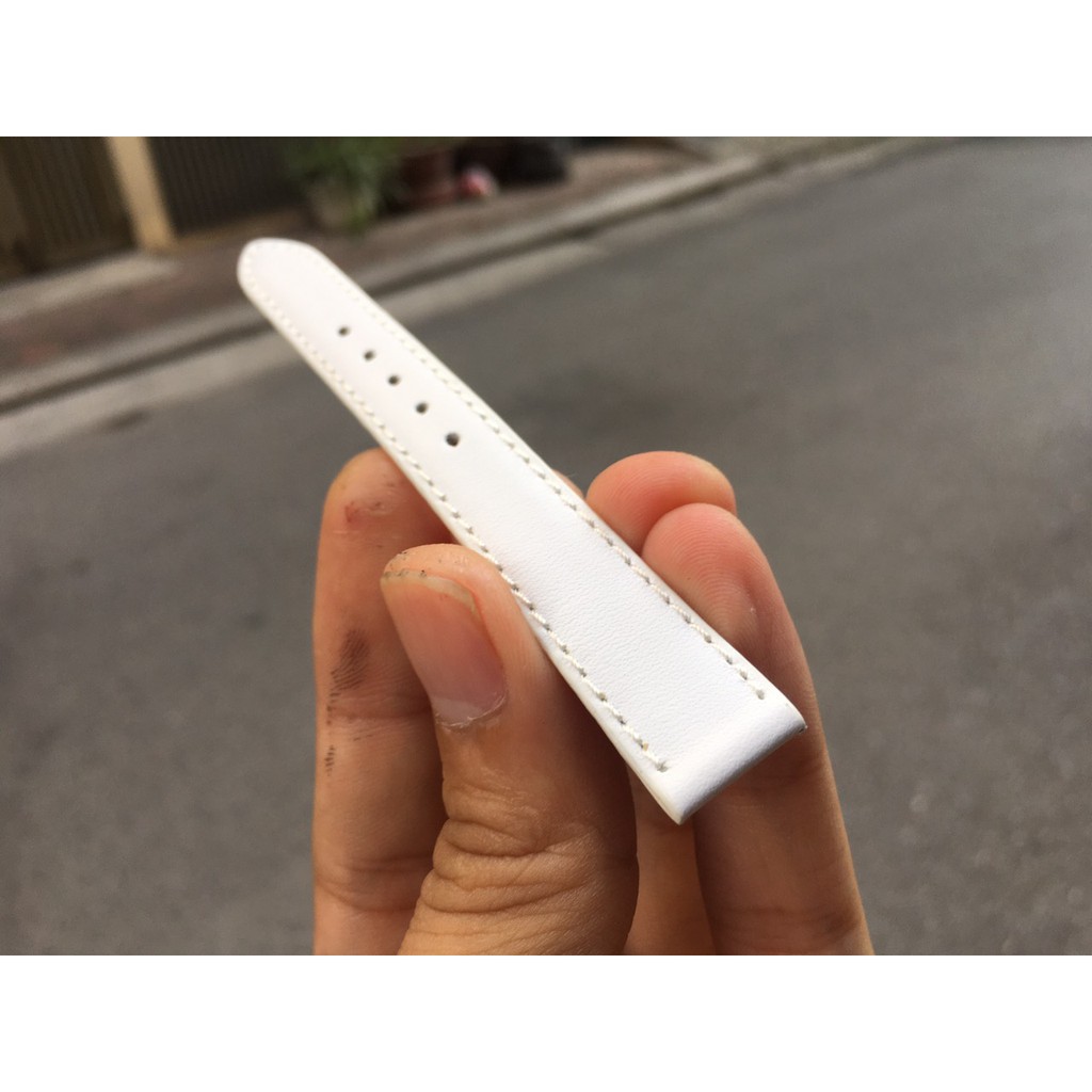 Dây Đồng Hồ Da Bò Handmade Màu Trắng Cho Nữ Đủ Size - DOHA