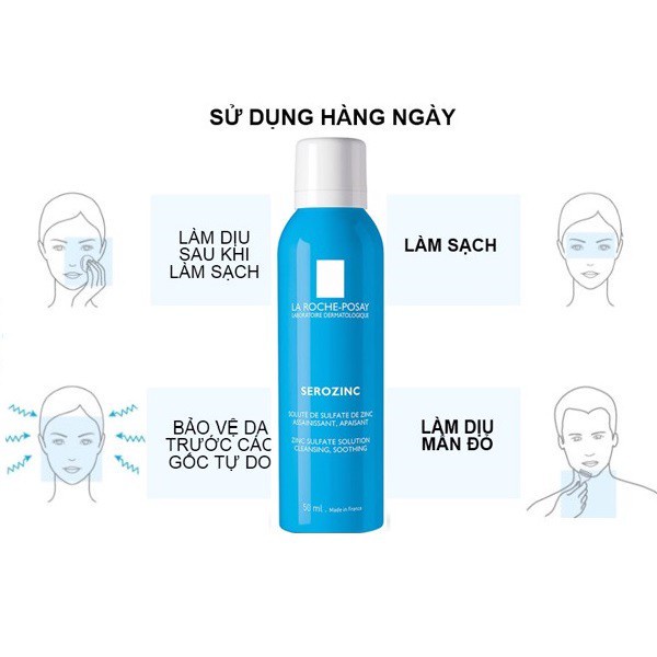 La Roche-Posay Nước khoáng giúp làm sạch và dịu da dầu mụn Serozinc 50ml