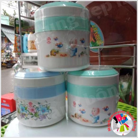 Hộp cơm giữ nhiệt 2 ngăn ruột inox nhựa Việt Nhật No 4032| Cặp lồng giữ nhiệt 2 tầng