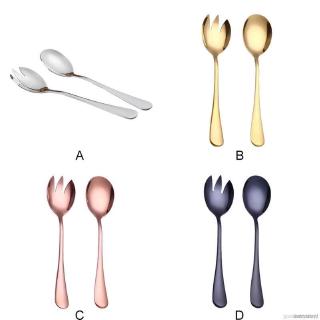 2Pcs / Set Stainless Steel Dinnerware Set Cutlery Salad Spoon Tableware Kitchen Accessories