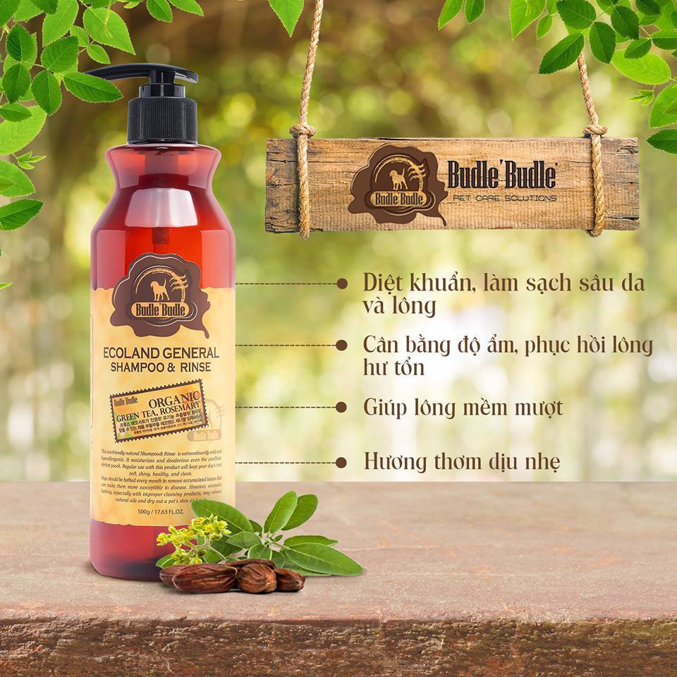 "500ml"DẦU GỘI CHO CHÓ budlle budlle  Dầu gội cho chó giúp làm sạch và cân bằng độ ẩm da lông, đảm bảo an toàn cho bé iu