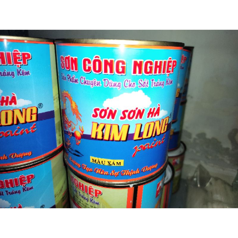 lon 1kg Sơn lót kim long sắt mạ kẽm,sơn dầu kim long