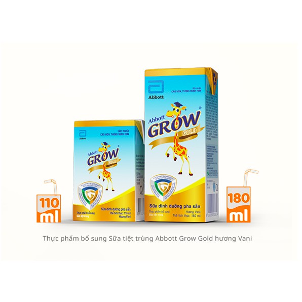 (KÈM QUÀ TẶNG) Thùng sữa dinh dưỡng pha sẵn Abbott Grow Gold hương vani 180ml + Balo Hươu cao cổ cho bé