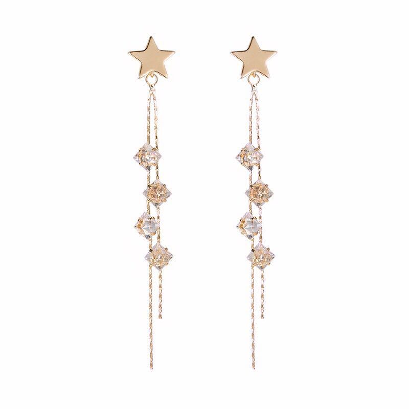 Bông Tai Ngôi Sao Tua Rua Đính Đá Thời Trang Thanh Lịch