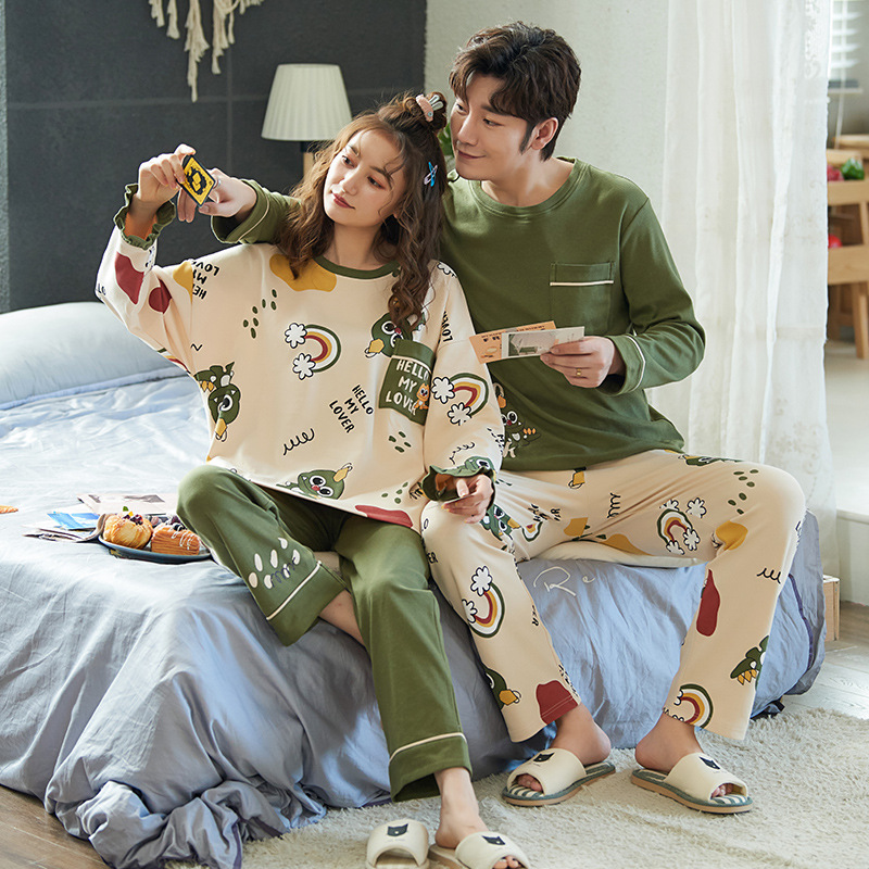 áo nữ đồ bộ pyjama Pijama Set Đồ Ngủ Bằng Lụa Satin Phong Cách Hàn Quốc Quyến Rũ Dành Cho Cả Nam Và Nữ Đồ ngủ đôi đồ mặc nhà thu đông lụa cặp đôi cao cấp nam