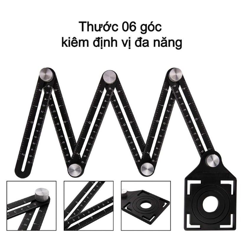 Thước Đo Đa Góc - Thước Đo 6 Góc Gấp Lỗ Định Vị Đa Năng Bằng Hợp Kim Nhôm