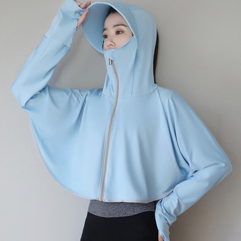 Áo Khoác Chống Nắng Bằng Lụa Lạnh Nhẹ Tay Dài Có Khóa Kéo Thoáng Khí Thời Trang Mùa Hè Cho Nữ