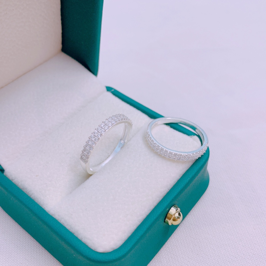 Nhẫn nữ bạc ta 2 hàng đá nhỏ dầy dặn sáng đẹp - Kho sỉ bạc Nhất Linh