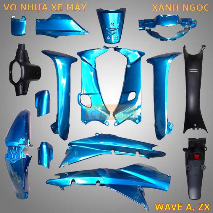 Vỏ nhựa xe máy Wave a, 100, ZX Nhựa Cao Cấp như Zin màu XANH NGỌC