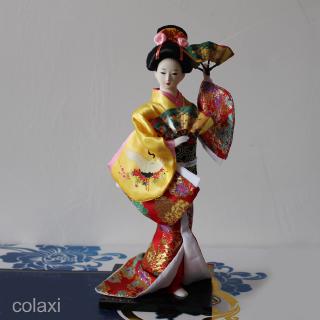 Mô Hình Búp Bê Geisha Mặc Kimono Vàng Kiểu Vintage Nhật Bản Dễ Thương