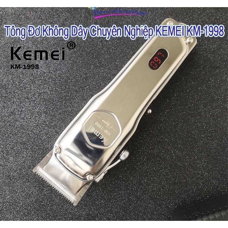 (Video thật) Tông đơ cắt tóc chuyên nghiệp Kemei KM-1998 phiên bản pro Pin 2000mAh, máy siêu nhẹ siêu mạnh siêu êm