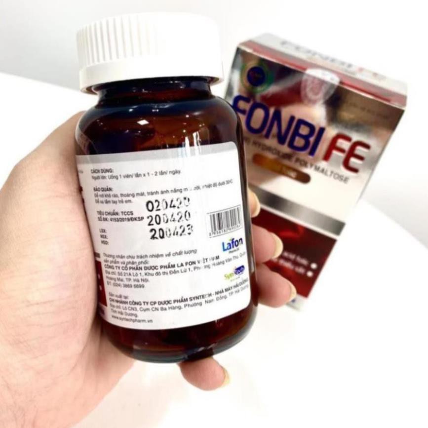 Sắt bầu hữu cơ Fonbi Fe Hộp 30 viên giúp bổ sung sắt axit Folic Hàng Chính Hãng Công Ty