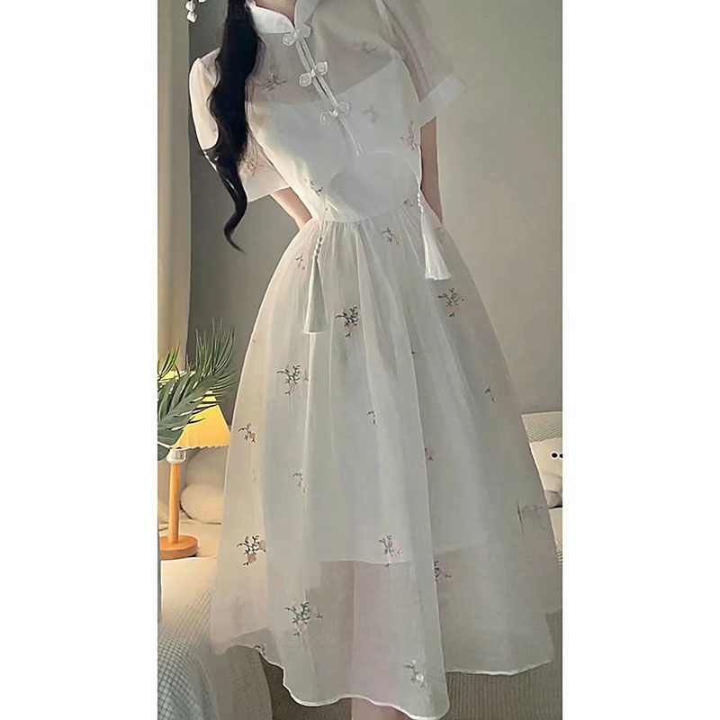 Đầm Sườn Xám Trung Hoa Mới   Ngắn Phong Cách Retro Phương Tây Cao Cấp Mùa Hè Se