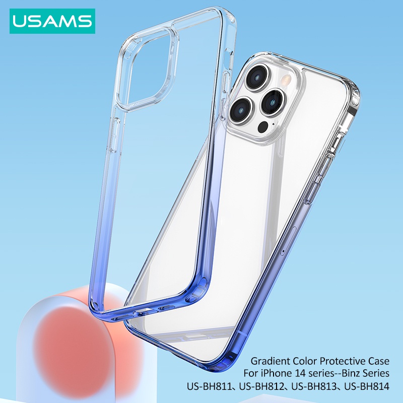 Usams Ốp Điện Thoại Silicon Mềm Chống Sốc Màu Gradient Cho iP14 Pro Max Plus