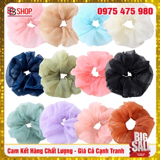Dây Cột Tóc - Buộc Tóc Scrunchies Vải Voan Kính Sang Trọng Thanh Lịch