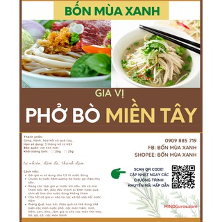 Gia Vị Nấu Phở Bò MIỀN TÂY (gói 25g) - Đủ gia vị phở cho gia đình 4 người - Bốn Mùa Xanh