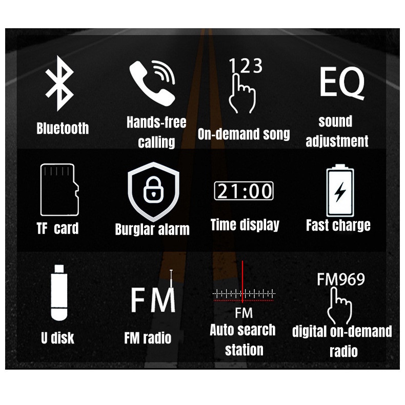 Máy Nghe Nhạc MP3 Radio FM Radio Hai Loa bluetooth 2Inch 12V 20W Chống Thấm Nước Gắn Tay Lái Xe Mô Tô Kawasaki