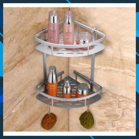 Kệ góc nhà tắm 2 tầng Inox + Tặng búi rủa bát bọt biển SIÊU HOT