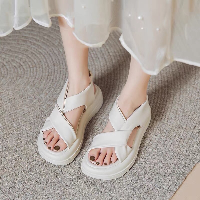 Dép Sandal Chun Nữ Độn Đế Da Mềm Cao Cấp (Form Rộng)