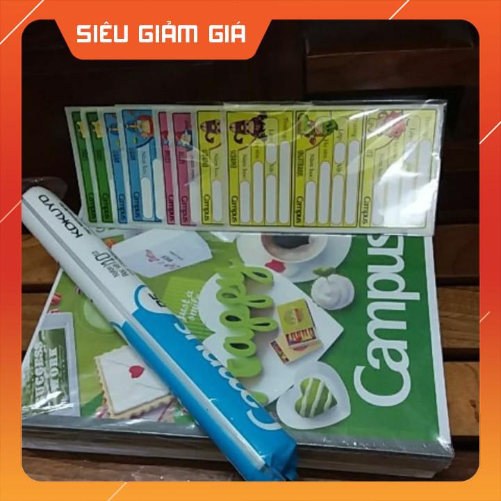 BỘ 10 QUYỂN VỞ CAMPUS 80 TRANG CÓ SẴN NHÃN VỞ VÀ BỌC VỞ