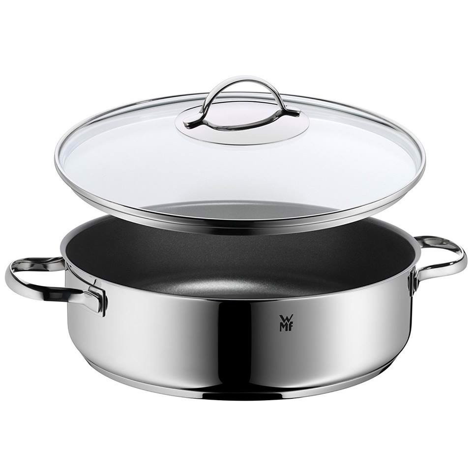 Nồi chảo chống dính WMF 28 cm có vung đáy 3 lớp tay thép Cromargan không gỉ [nhập Đức chính hãng]