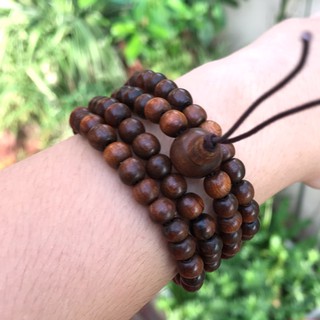 Vòng tay/vòng cổ 2 trong 1 với 108 hạt gỗ 6ly Tô Hợp Bách thơm nức, mang đến may mắn cho người dùng (BH629-6) HAHANCO