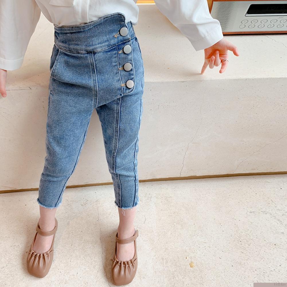 Quần legging jean lưng cao co giãn phong cách Hàn Quốc thời trang xuân thu cho bé gái