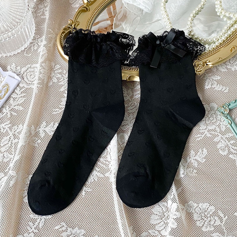 Xiangbao Vớ Thuyền Nhún Bèo Phối Ren Họa Tiết Kẻ Sọc / Trái Tim Ngọt Ngào Phong Cách Lolita Nhật Bản Harajuku
