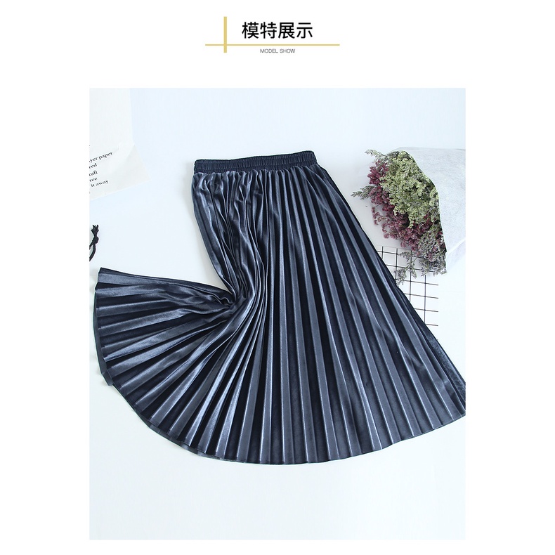 Chân váy xếp ly nhung mịn mềm mại VAY98 Free size